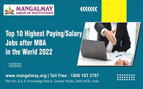 Top 10 Highest Payingsalary Jobs After Mba In The World 2022