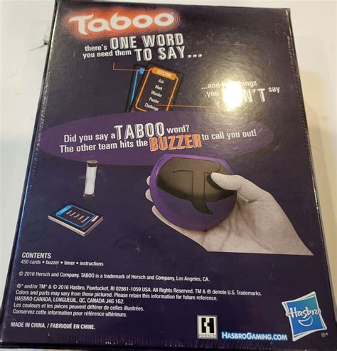 Taboo The Game Of Unspeakable Fun Board Game Hasbro W Buzzer New Sealed Ebay