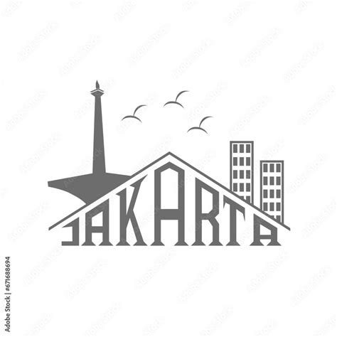 Jakarta City Logo Illustration Vector Design Featuring The Monas