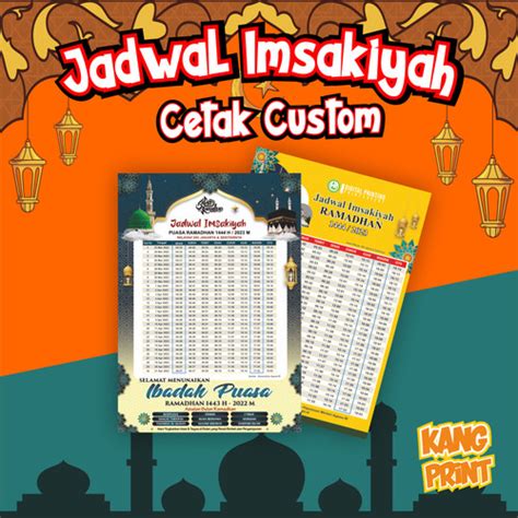 Promo Cetak Jadwal Imsakiyah Ramadhan Punya Desain Hvs 100 Gr Kota