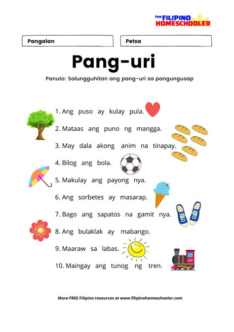 Lesson Plan In Filipino Grade 3 Pang Uri Filipino Worksheets For Images