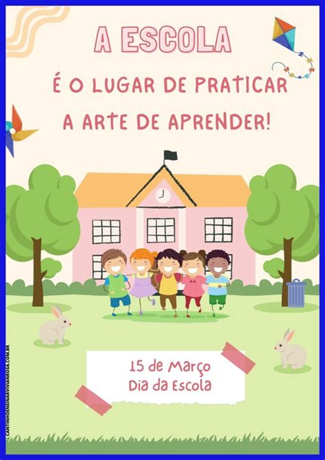 Cartaz Para Imprimir E Montar Dia Da Escola Cantinho Ensinar