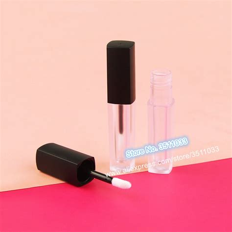 25ml 3050pcs Small Empty Frosted Clear Plastic Cosmetic Lip Gloss Tube With Black Lid Mini