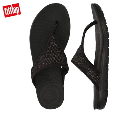 Fitflop Womens Uberknit Toe Thong Sandal Blackbronze Metallic Nz