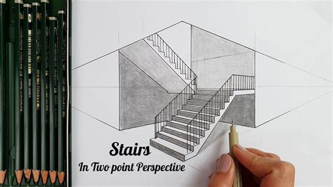 How To Draw Stairs In Two Point Perspective Youtube