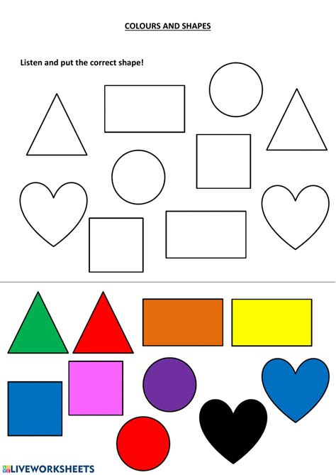 Print a set of shapes flashcards, or print some for you to colour in and write the words! Colors and Shapes worksheet