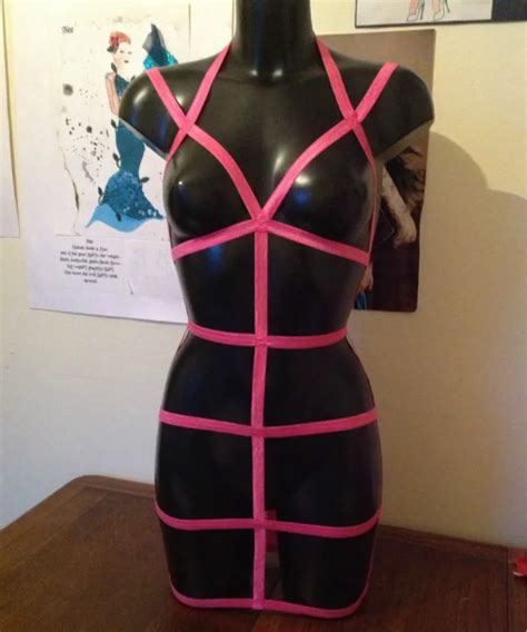 new fashion pastel goth sexy lingerie women bust bondage suit gothic elastic strap cage dress