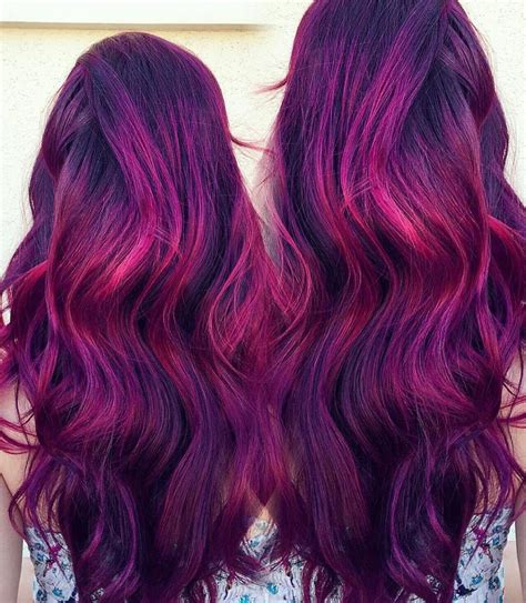 long purple hair with fuchsia highlights plum hair hair color plum hair styles