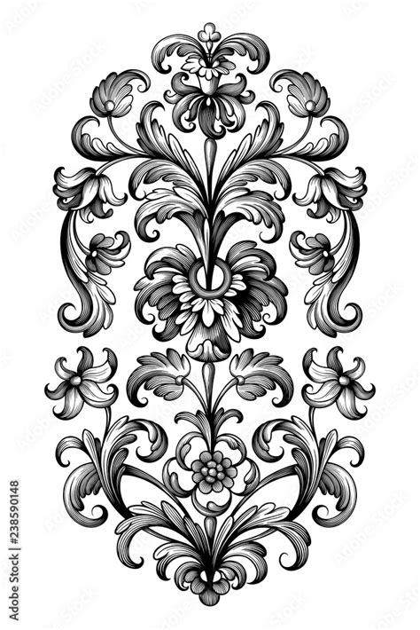 Flower Vintage Baroque Scroll Victorian Frame Border Floral Ornament