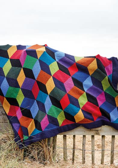 Upscale Tumbling Blocks Throw Knitting Patterns Free Blanket Blanket