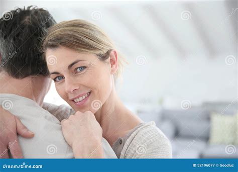 Portrait Of Mature Woman Hugging Her Husband Stock Image Image Of