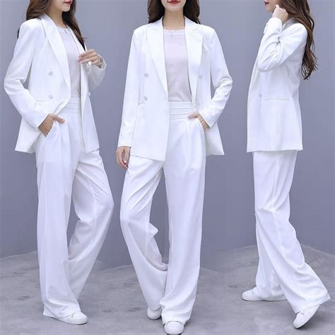2019 autumn loose professional suit office lady commuting wide leg trousers temperament two