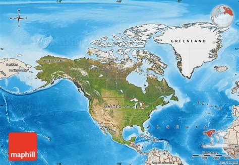 Satellite Map Of North America Shaded Relief Outside