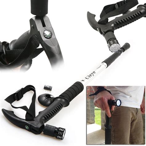 Anti Shock Telescoping Walking Stick W 9 Led Light And Compass One