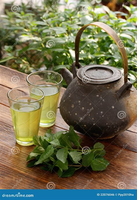 Japanese Teapot And Green Herbal Tea Stock Photo Image Of Herbal