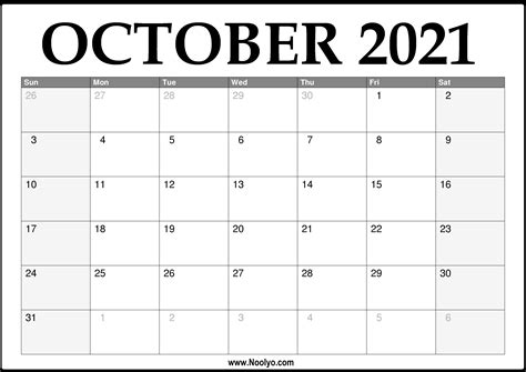 October 2021 Calendar Printable Free Printable Word Searches