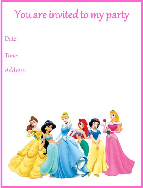 Disney Princesses Birthday Party Invitation Disney Princess Invitations