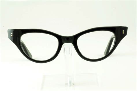 1950s Shiny Black Cateye Eyeglass Frames Hand Made Deadstock France