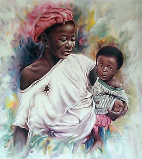 African Mother And Child Paintings