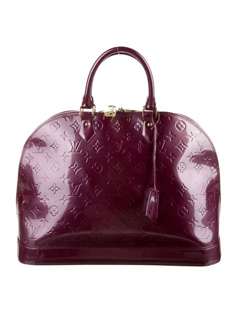 Louis Vuitton Monogram Vernis Alma Gm Burgundy Handle Bags Handbags
