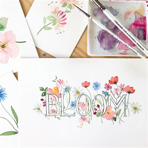 Floral Word Art Floral Words Watercolor Paintings Tutorials Flower