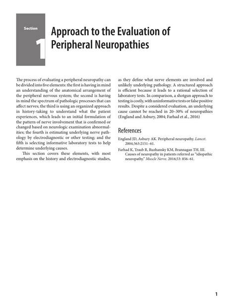 Approach To The Evaluation Of Peripheral Neuropathies Section 1