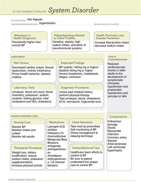 Ati System Disorder Template Hypertension