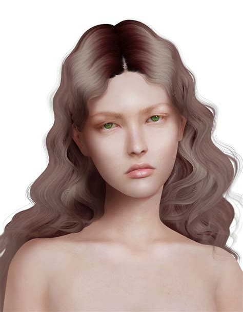 A Digital Painting Of A Woman With Long Wavy Hair And Green Eyes