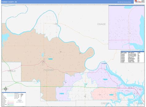 Pawnee County Ok Wall Map Color Cast Style By Marketmaps