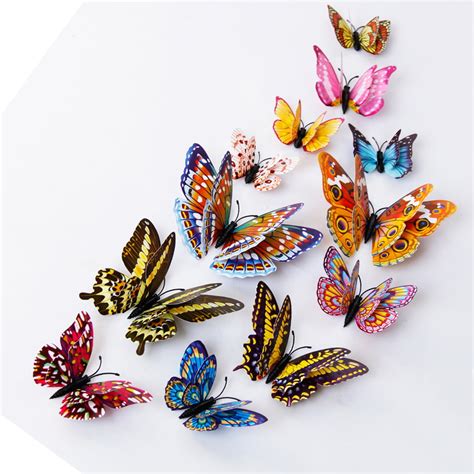 12 Pcs 3d Luminous Butterfly Wall Stickers Art Decor Crafts Butterfly