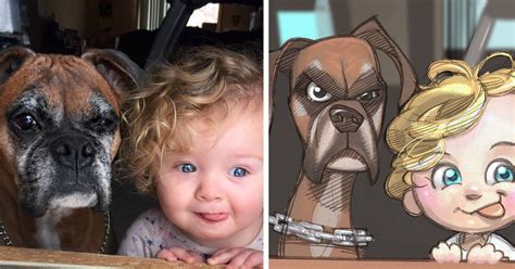 Artist Turns People And Their Pets Into Cartoon Characters