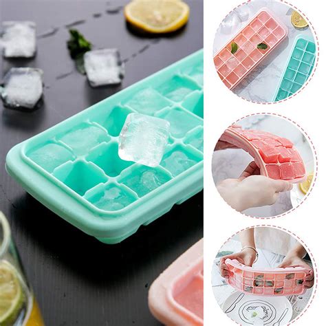 Silicone Ice Cube Trays With Lid Space Saving And Stackable Set Of 2