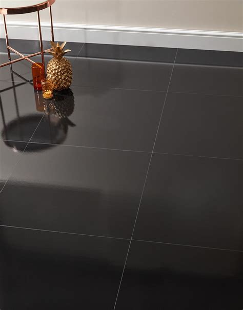 Chequer Tile Black High Gloss Laminate Flooring Flooring Superstore