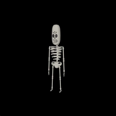 Skeleton Low Poly Character 3d Model Grim Fandango Rigged