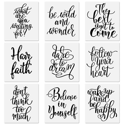 Buy 9 Pieces Word Stencil Templates Inspirational Quote Sign Stencils