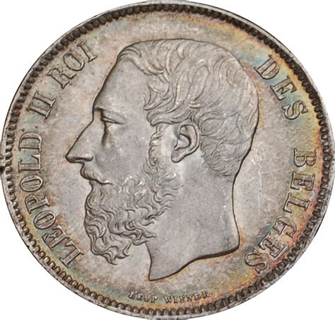 Look at our terminology page for this interpretation. 5 Francs - Léopold II - Belgium - Numista