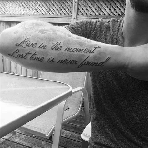 It's only four words, so i think it could fit on either side, just need to make up my mind which side i like better my entire left forearm is now done, and other than a few really ouchy parts on the outer side, the inner, top. 40 Forearm Quote Tattoos For Men - Worded Design Ideas