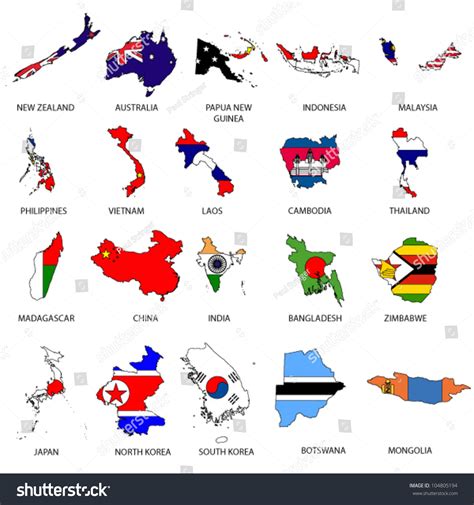 World Flags Map Pack 5 Stock Vector Royalty Free 104805194 Shutterstock