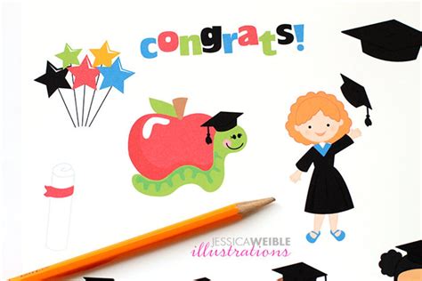 Graduation Girls Cute Digital Clipart Graduation Clip Art Etsy