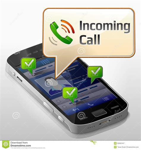 Smartphone With Message Bubble About Incoming Call Stock Vector ...