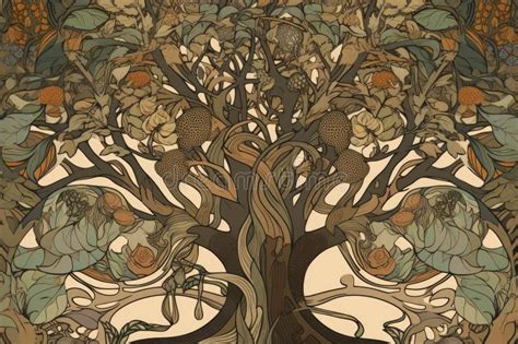 Art Nouveau Tree Stock Vector Illustration Of Leaf 171431750