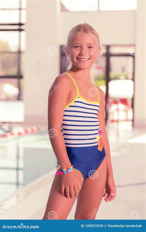 Nice Young Girl Wearing A Stylish Swimsuit Stock Image Image Of Pretty Cute 129072235