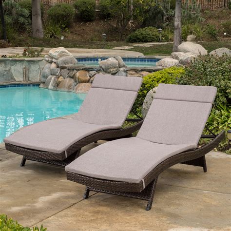 Anthony Outdoor Wicker Adjustable Chaise Lounges With Cushions Set Of
