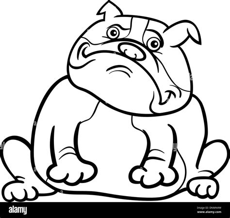 Cartoon Illustration Of Funny Purebred English Bulldog Dog For Coloring