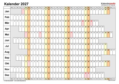 Kalender 2027 Zum Ausdrucken Als Pdf 19 Vorlagen Kostenlos