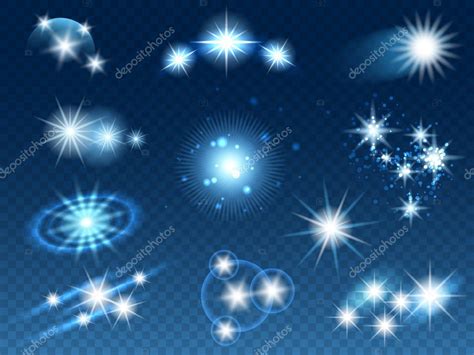 Transparent Glowing Light Effects Stars Sparkles Stock Vector Image