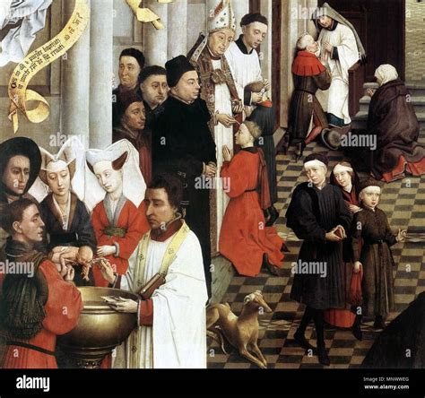 Baptism, Confirmation, Penance . English: Seven Sacraments Altarpiece