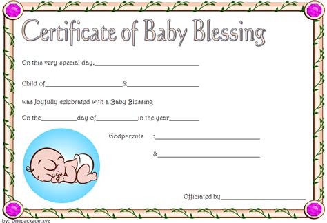Pin On Baby Dedication Certificate Printable Free Inside Blessing In