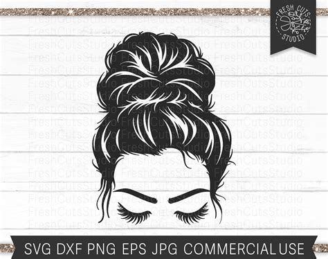 Messy Bun Svg File Hair Svg Girl With Lashes Svg Messy Bun Etsy How To Draw Hands Messy Bun