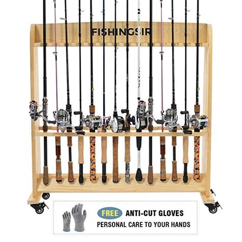 Fishingsir Wood Fishing Rod Holders For Garage With Wheels 28 Rod